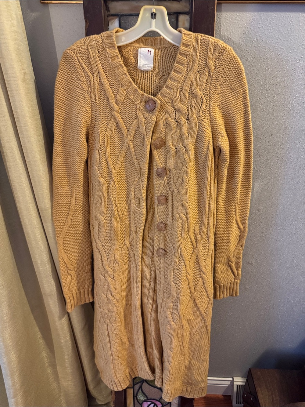 Far Away From Close Size M Mustard Yellow 90% Wool Duster